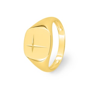 Signet Ring Solid 375/9 K Yellow Gold 