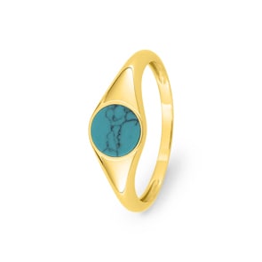 Siegelring 375/9 K Gelbgold mit Türkis