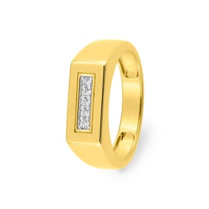 Siegelring 750/18 K Gelbgold eckig mit Zirkonia