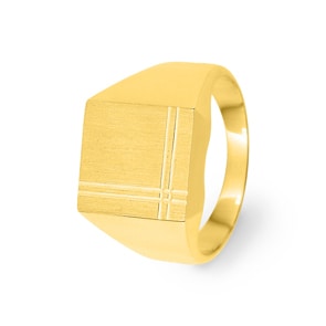 Signet Ring Solid 750/18 K Yellow Gold 