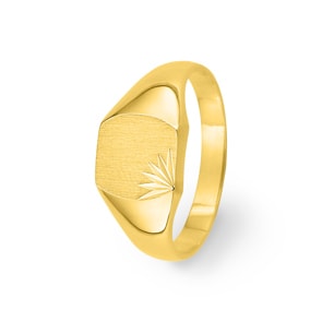 Signet Ring Solid 750/18 K Yellow Gold 