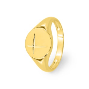 Signet Ring Solid 750/18 K Yellow Gold 