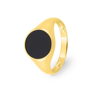Signet Ring 750/18 K Yellow Gold with Onyx