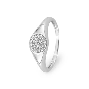 Siegelring 750/18 K Weissgold mit Diamanten 0.11 ct.