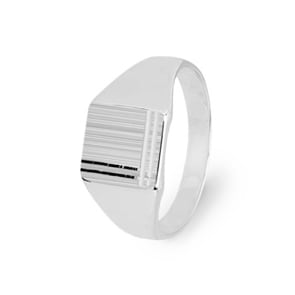 Signet Ring 925 Silver faceted, 11 x 9mm