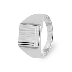 Signet Ring 925 Silver faceted, 12.5 x 14mm