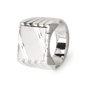 Signet Ring 925 Silver faceted, 13 x 13mm