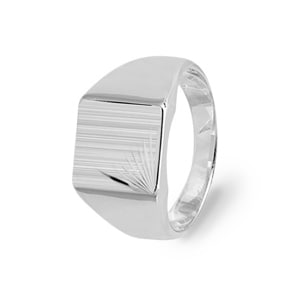 Chevalière Argent 925 lapidé, 13 x 14mm