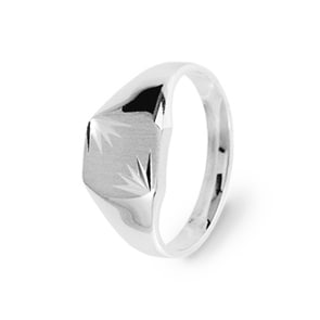 Chevalière Argent 925 lapidé, 9 x 9mm 