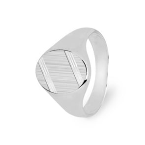 Chevalière Argent 925 brossé lapidé, 10 x 13mm