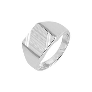 Chevalière Argent 925 brossé lapidé, 12.5 x 14mm