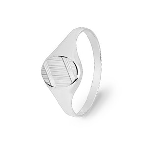 Signet Ring 925 Silver brushed & faceted, 8 x 7mm