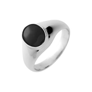 Siegelring 925 Silber rhodiniert mit Onyx rund