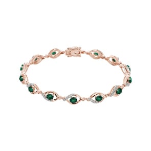 Smaragd Armband 750/18 K Roségold mit Diamanten 0.44 ct H/si