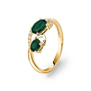 Smaragdring 750/18 K Gelbgold mit Diamanten 0.08 ct H/si