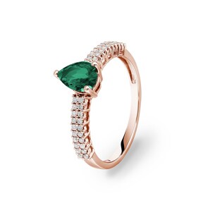 Smaragdring 750/18 K Roségold mit Diamanten 0.16 ct H/si