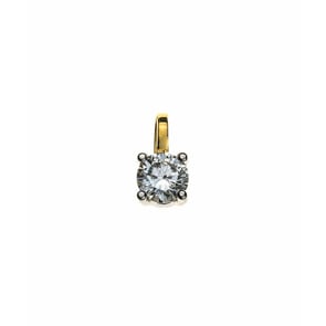 Pendentif solitaire or jaune 750/18 ct avec diamant 0.15ct. H/Si