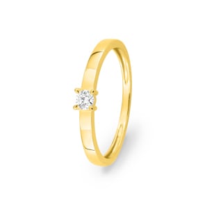 Bague solitaire or jaune 375/9 ct avec diamant de laboratoire 0.10 ct