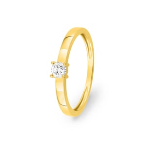 Bague solitaire or jaune 375/9 ct avec diamant de laboratoire 0.15 ct