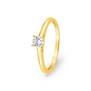 Bague solitaire or jaune 375/9 ct avec diamant de laboratoire 0.20 ct