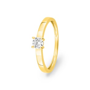 Bague solitaire or jaune 375/9 ct avec diamant de laboratoire 0.20 ct