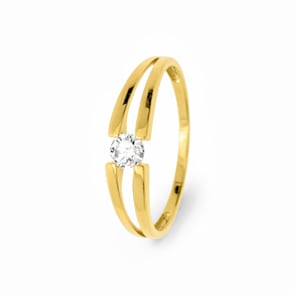 Solitärring 375/9 K Gelbgold mit Zirkonia