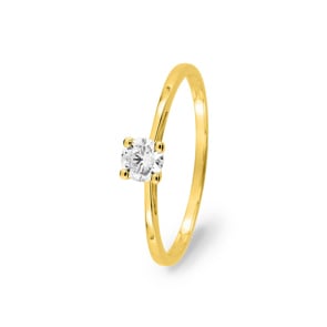 Solitärring 375/9 K Gelbgold mit Zirkonia in 4-Griff