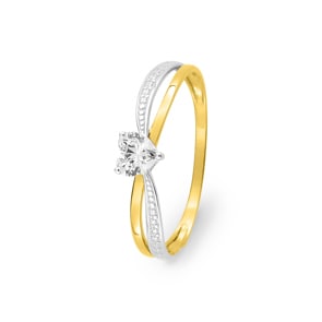 Solitärring 375/9 K Gelbgold rhodiniert mit Zirkonia Herz