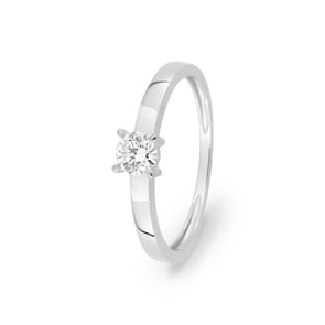 Bague solitaire or gris 375/9 ct avec diamant de laboratoire 0.25 ct