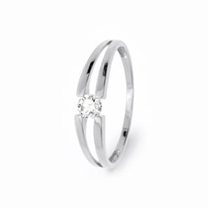 Solitärring 375/9 K Weissgold mit Zirkonia
