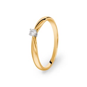 Solitärring 750/18 K Gelb-/ Weissgold mit Diamant 0.08 ct H/si Ø 58