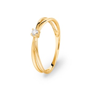 Solitärring 750/18 K Gelbgold mit Diamant 0.06 ct H/Si Ø 54