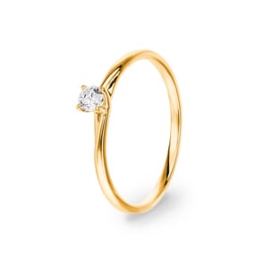 Solitärring 750/18 K Gelbgold mit Diamant 0.12ct H/Si