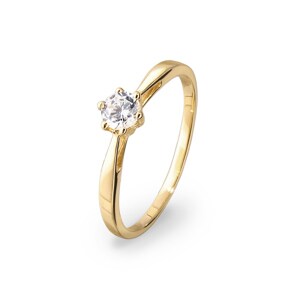 Solitärring 750/18 K Gelbgold mit Zirkonia 6-Griff