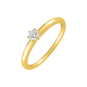 Bague Solitaires or jaune 750/18 ct avec zircone 6 griffes
