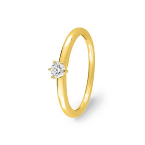 Solitärring 750/18 K Gelbgold mit Zirkonia 6-Griff