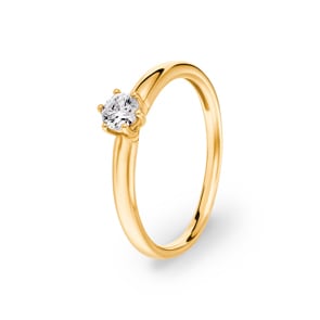 Bague Solitaires or jaune 750/18 ct avec zircone 6 griffes