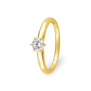 Bague Solitaires or jaune 750/18 ct avec zircone 6 griffes