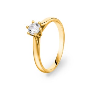 Solitärring 750/18 K Gelbgold mit Zirkonia Ø 54