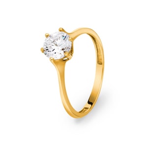 Solitärring 750/18 K Gelbgold mit Zirkonia Ø 55