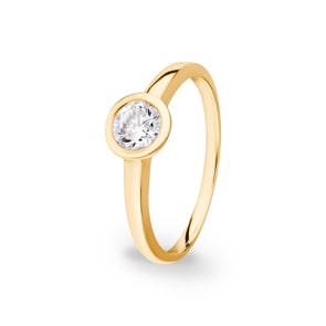 Bague Solitaires or jaune 750/18 ct avec zircone