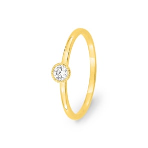 Solitärring 750/18 K Gelbgold mit Zirkonia rund
