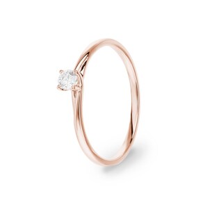 Bague solitaire or rosé 750/18 ct avec diamant 0.12 ct H/Si