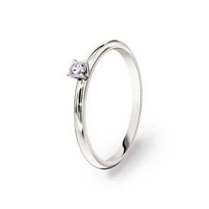 Solitärring 750/18 K Weissgold mit Diamant 0.07 ct H/si
