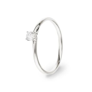 Solitärring 750/18 K Weissgold mit Diamant 0.12ct H/Si