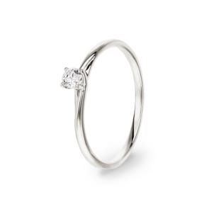 Bague solitaire or gris 750/18 ct avec diamant 0.12 ct H/Si