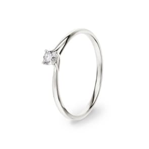 Bague solitaire or gris 750/18 ct avec diamant 0.12 ct H/Si