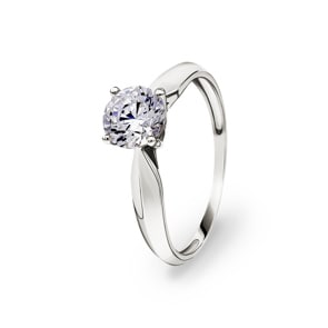 Bague Solitaires or gris 750/18 ct avec zircone 4 griffes