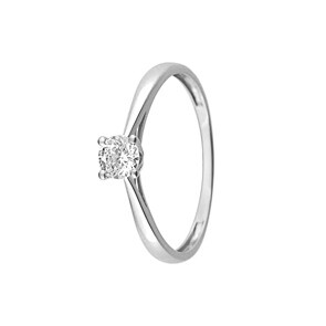 Solitärring 750/18 K Weissgold mit Zirkonia 4-Griff