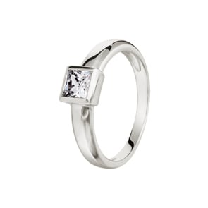 Solitärring 750/18 K Weissgold mit Zirkonia carrée Ø 54